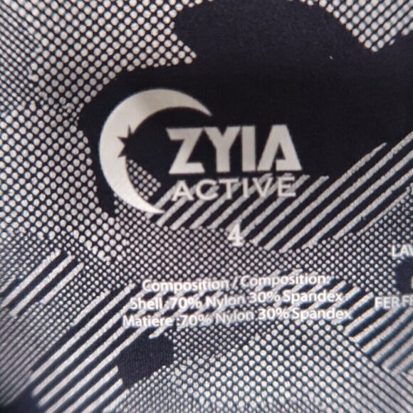 ZYIA Metallic Silver Black Camo Leggings 7/8 Length Stretch Women's Size 4 EUC - Picture 9 of 9